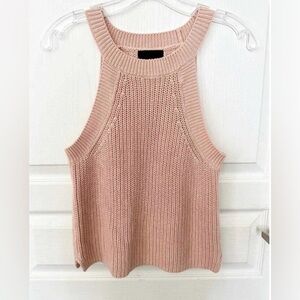 Intermix High Neck Blush Sleeveless Knit Tank Top